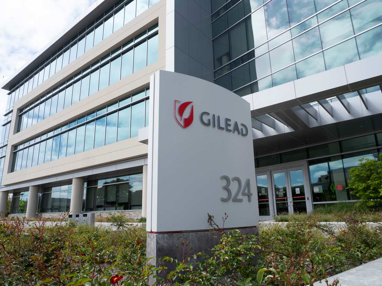 Exterior view of Gilead Sciences Inc in Foster City, California.