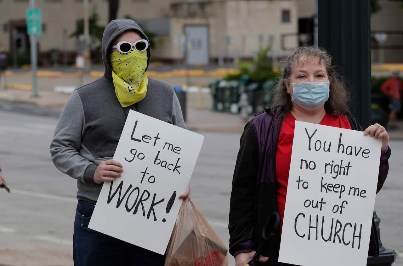 Texas protesters rally against the state's coronavirus lockdown.