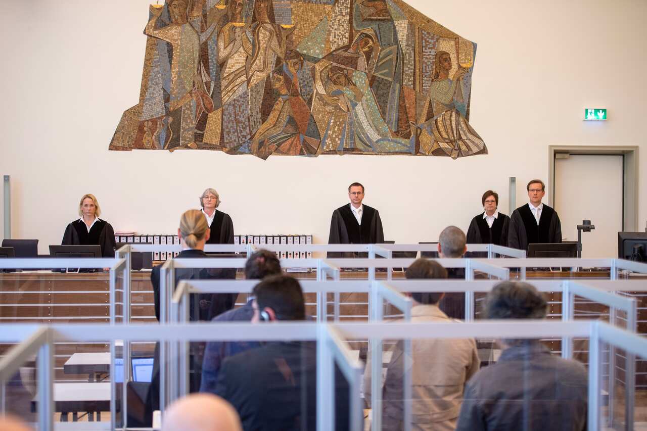 Joint plaintiffs and judges at the world's first criminal case against members of the Assad regime in Syria for crimes against humanity.
