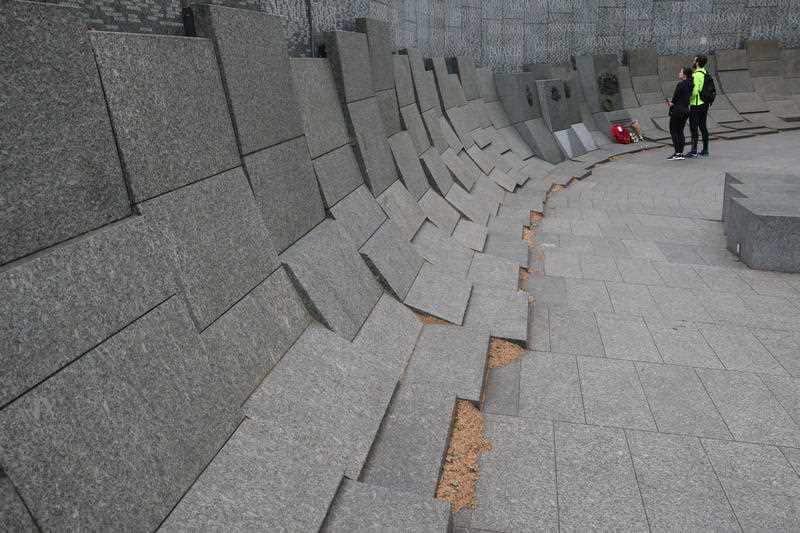 Wreaths laid at the Australian War Memorial in central London to mark Anzac Day.