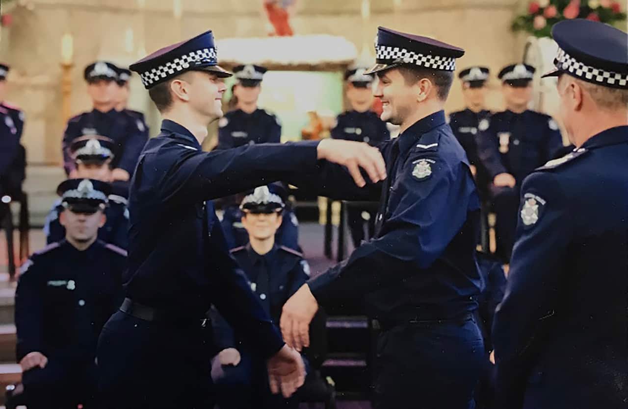 Constable Joshua Prestney (left) was one of four Victorian police officers killed on the Eastern Freeway in Melbourne on Wednesday.