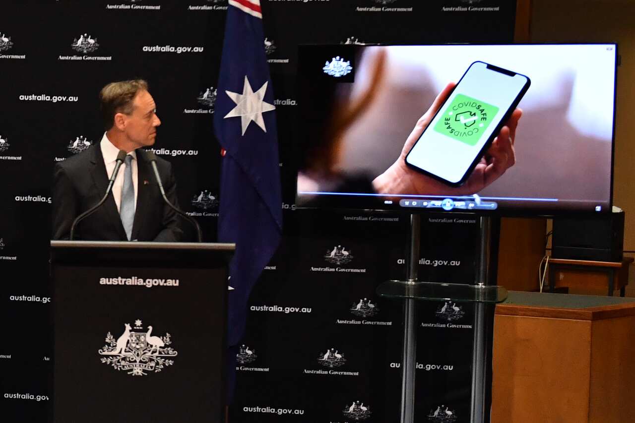Health Minister Greg Hunt launching the new COVIDSafe app. 
