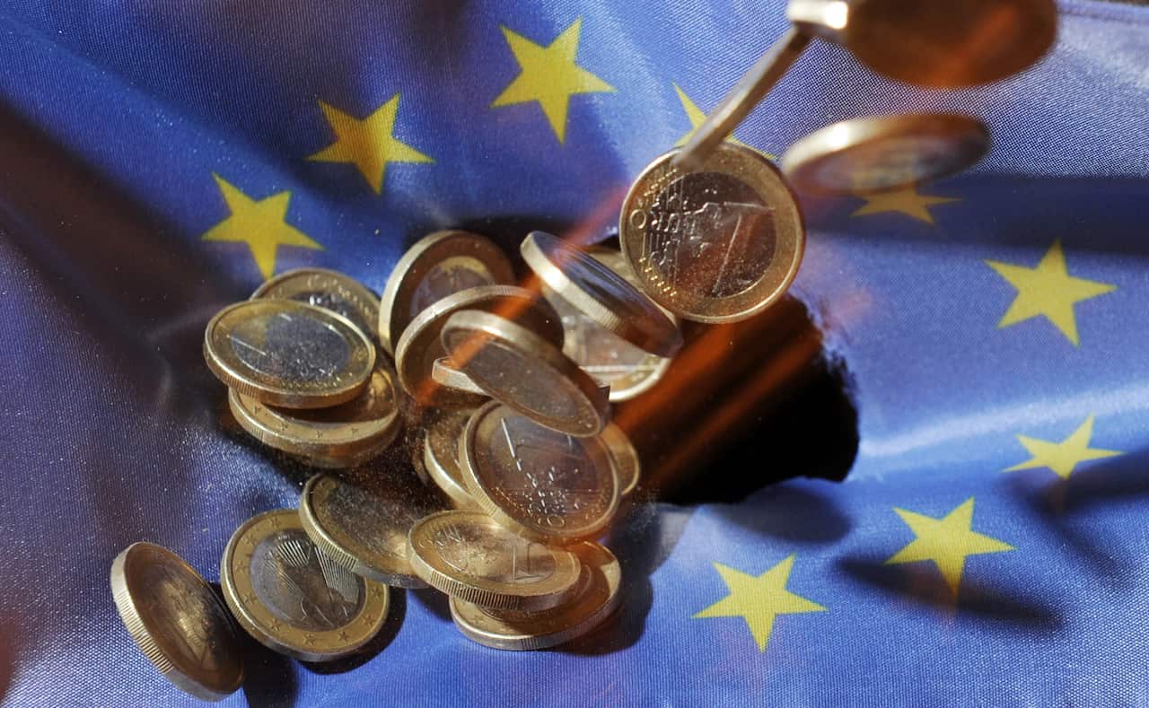 The eurozone economy shrank at the sharpest pace on record in the first quarter.