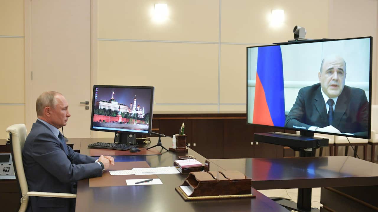 Mikhail Mishustin informed President Vladimir Putin of his positive test during a televised video conference.