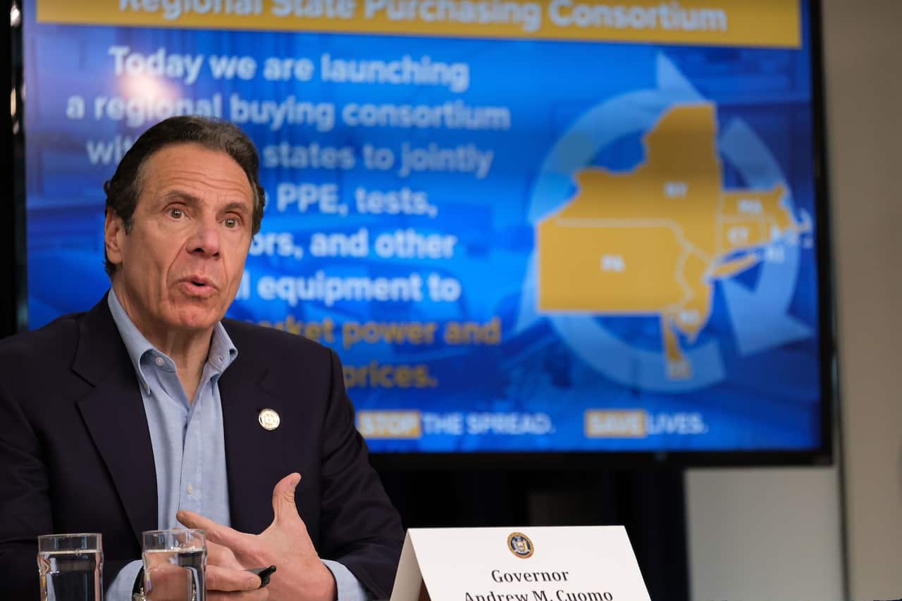 NY State Governor Andrew Cuomo has joined in a consortium with seven neighbouring states to buy personal protective equipment.