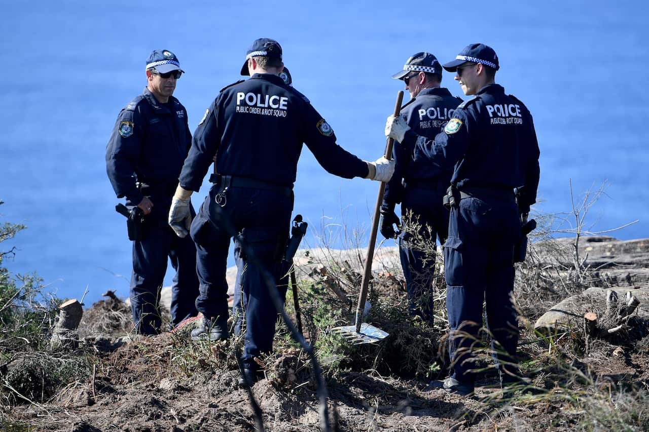 Police undertake a search at North Head near Manly, following an arrest in relation to a 1988 cold case, Sydney, Tuesday, 12 May, 2020. 