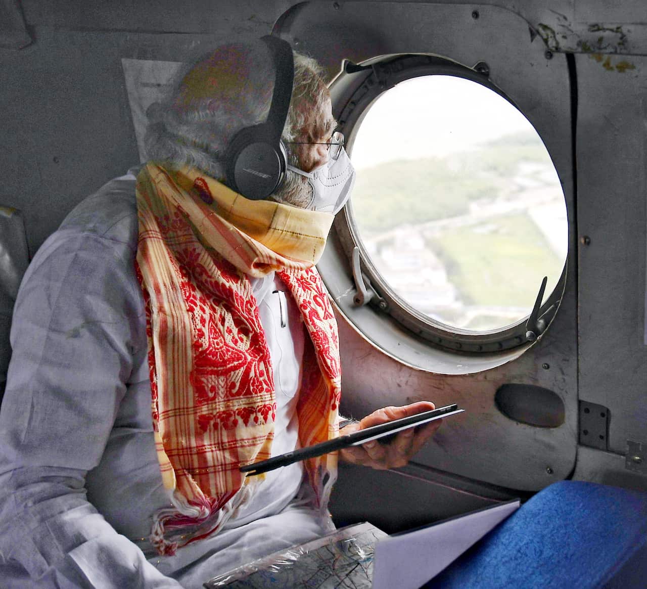 Indian Prime Minister Narendra Modi makes an aerial survey of Amphan Cyclone affected areas in West Bengal, India.