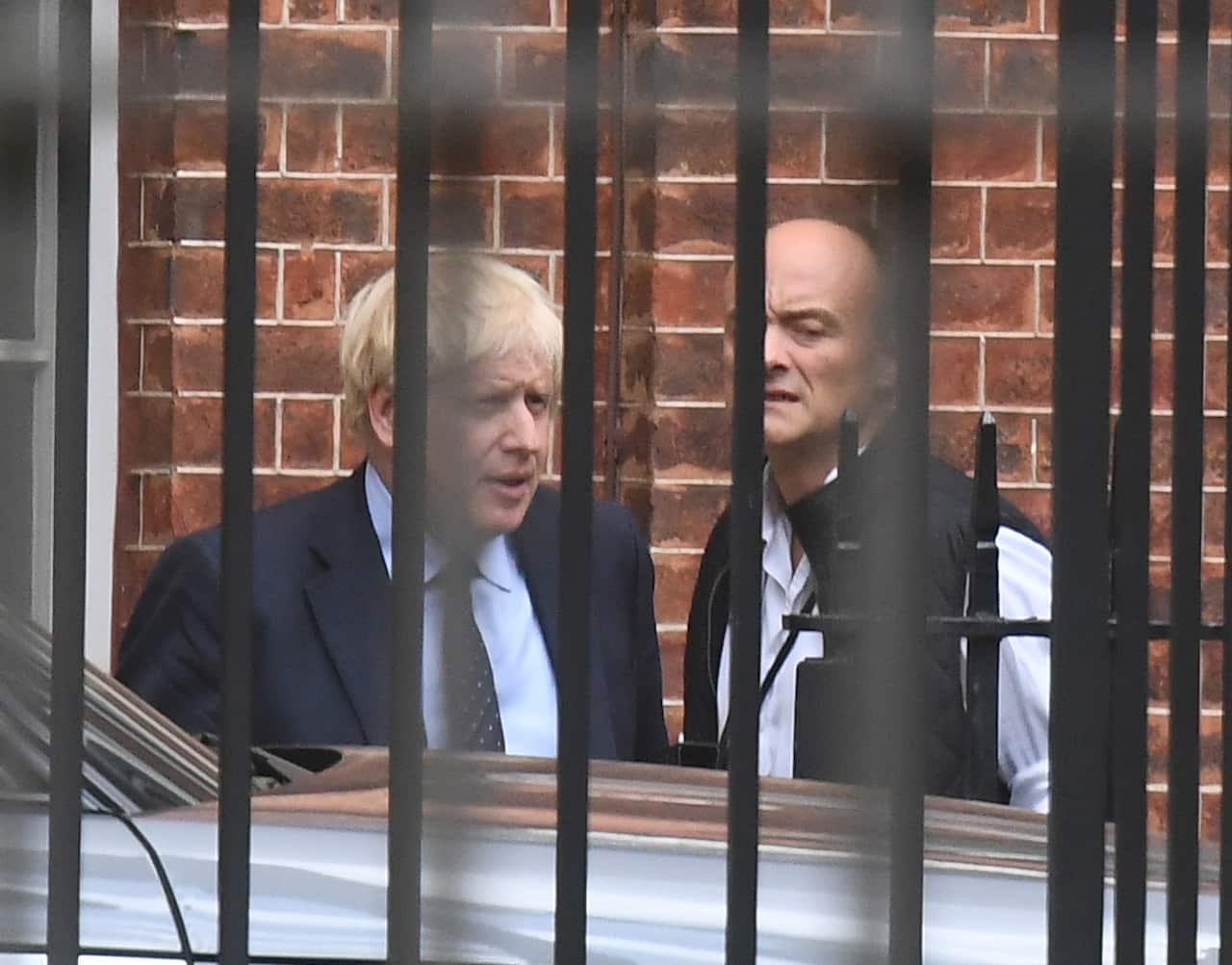 British Prime Minister Boris Johnson with his senior aid Dominic Cummings in Downing Street.