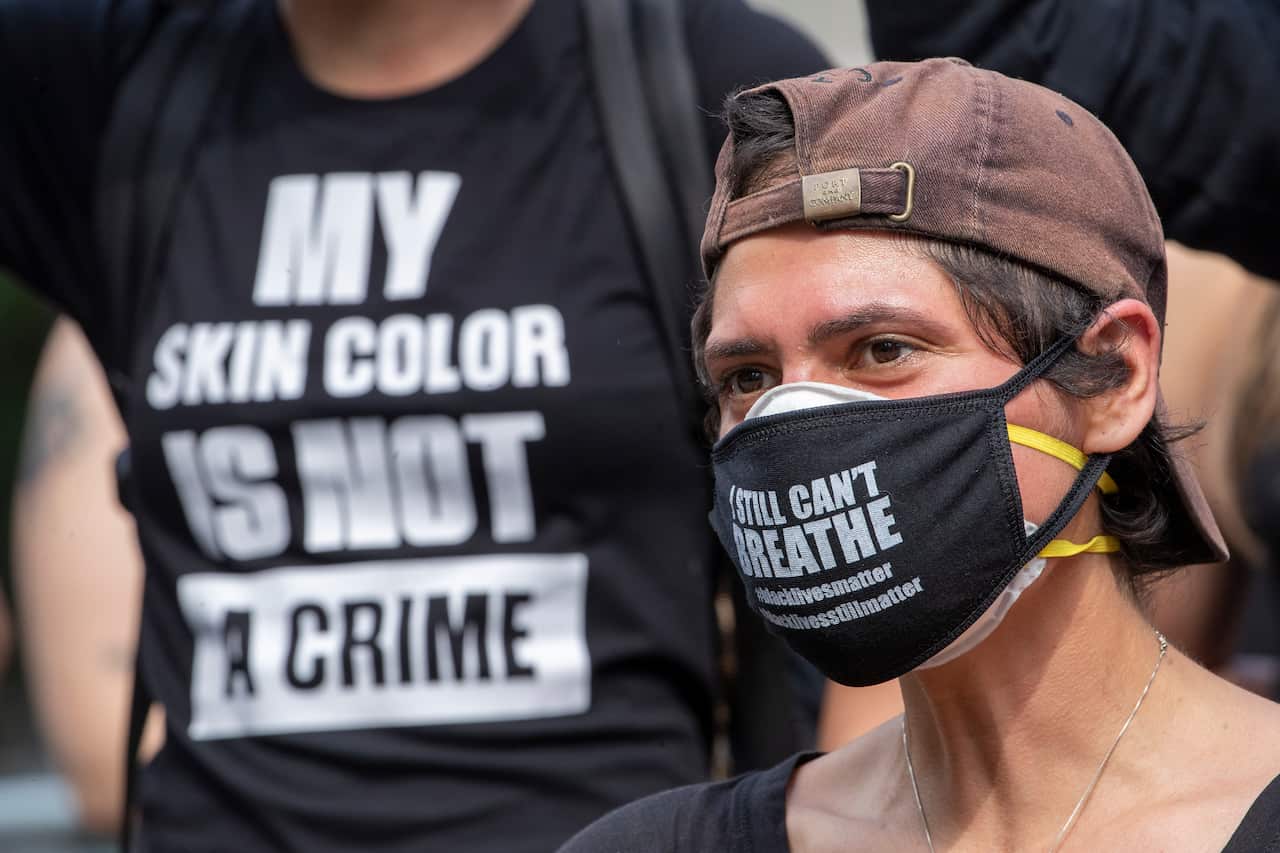Protestors demonstrate against the the death of George Floyd in New York.