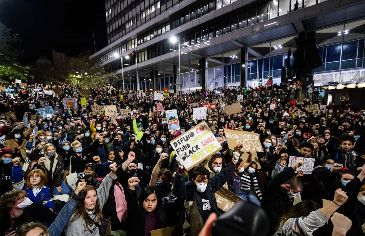 Hundreds gathered in Sydney for an Australian Black Lives Matter protest on Tuesday.