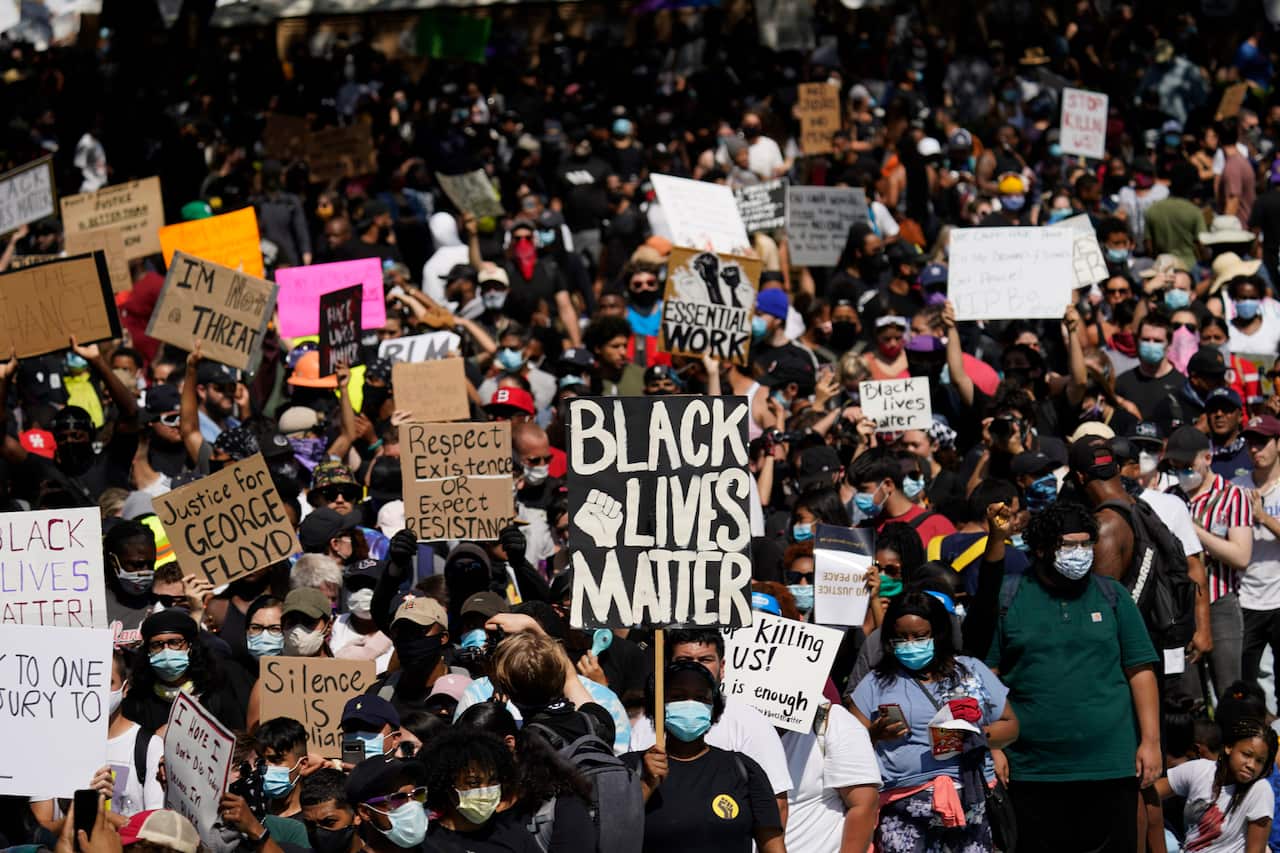 Peaceful protests in George Floyd's hometown of Houston.