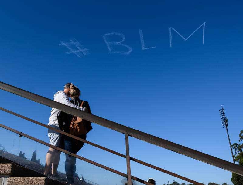 #BLM was written in skywriting in Sydney on Saturday morning.