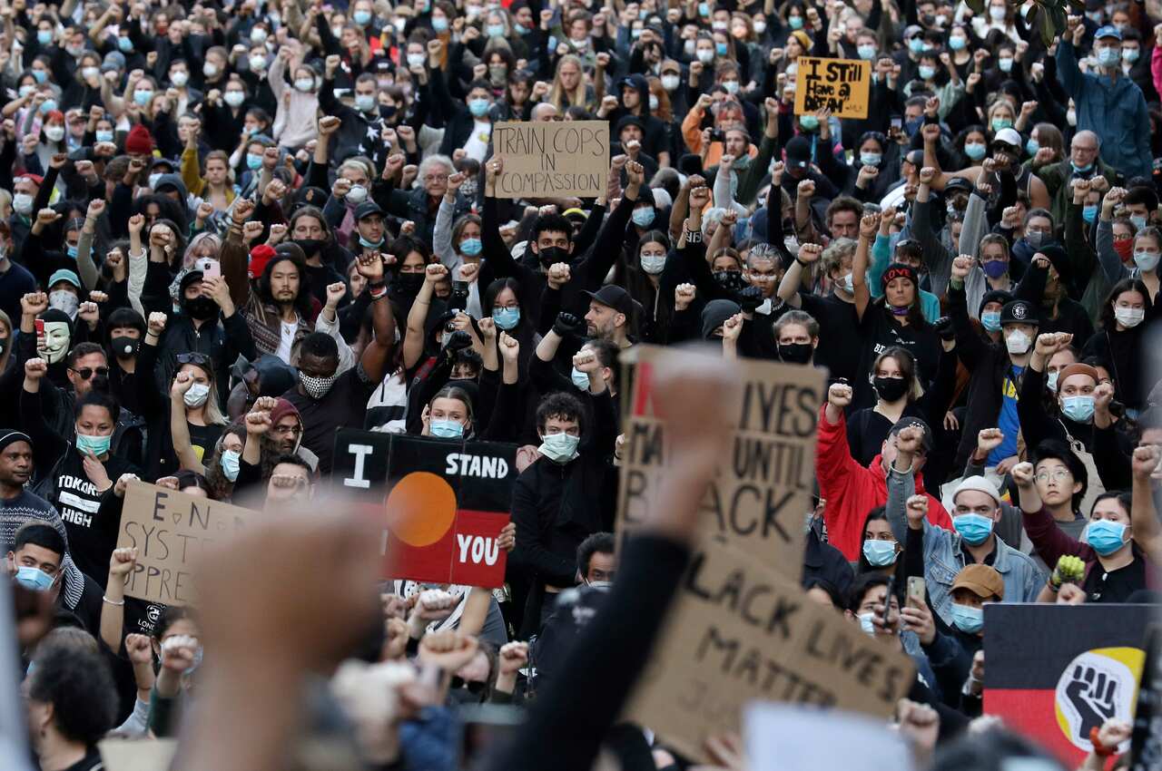 Black Lives Matter protesters in Sydney on 6 June, 2020.