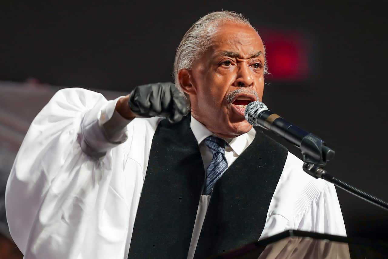 The Reverend Al Sharpton speaks during the funeral for George Floyd.
