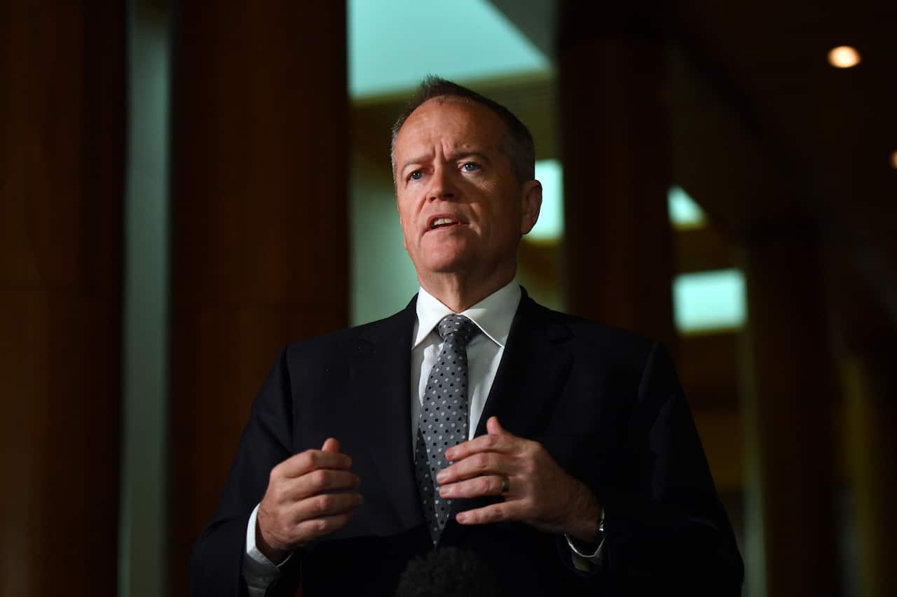 Shadow Minister for Government Services Bill Shorten at a press conference at Parliament House in Canberra, Friday, June 12, 2020. (AAP Image/Mick Tsikas) NO ARCHIVING