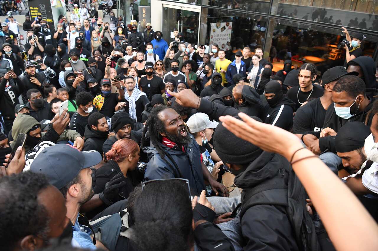 Protesters outside the Royal Festival Hall in central London.