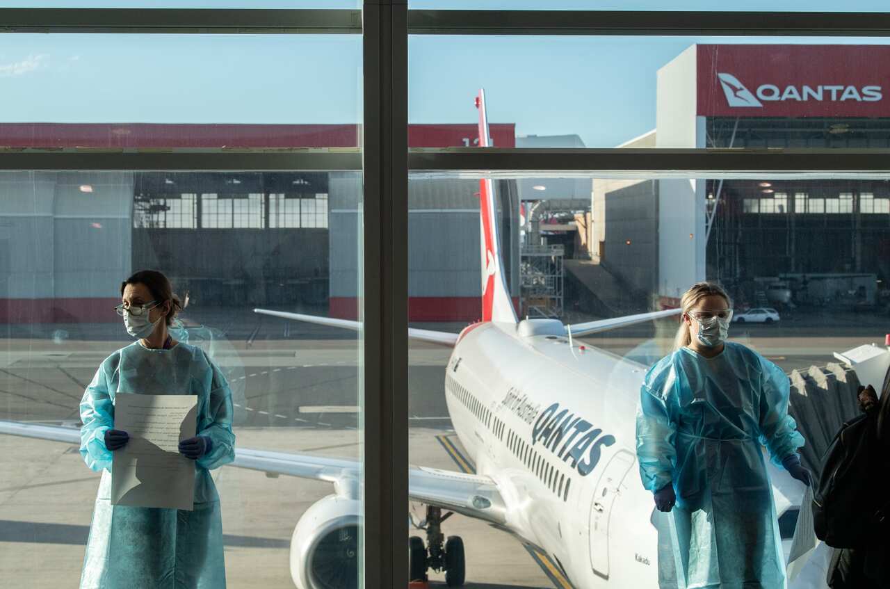 Staff from NSW Health at Sydney Airport, Thursday, July 2, 2020