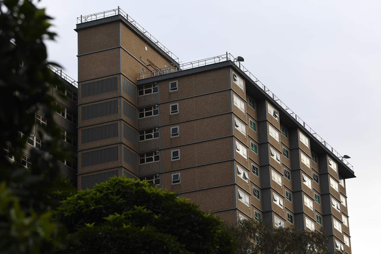 The public housing towers along Racecourse Road in Melbourne.