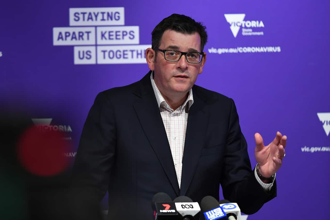 Victorian Premier Daniel Andrews speak to media in Melbourne.