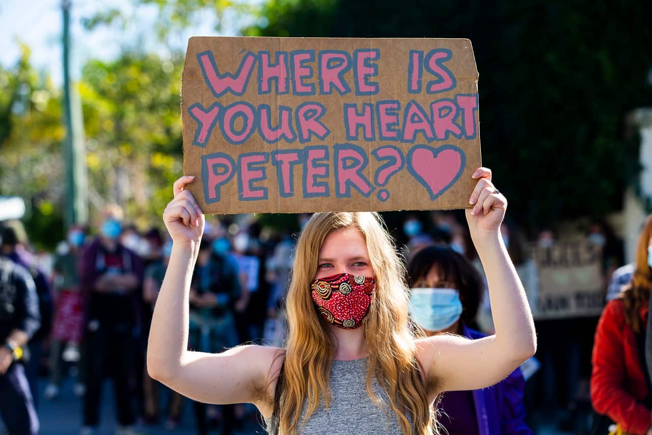 One of the placards at the protest.