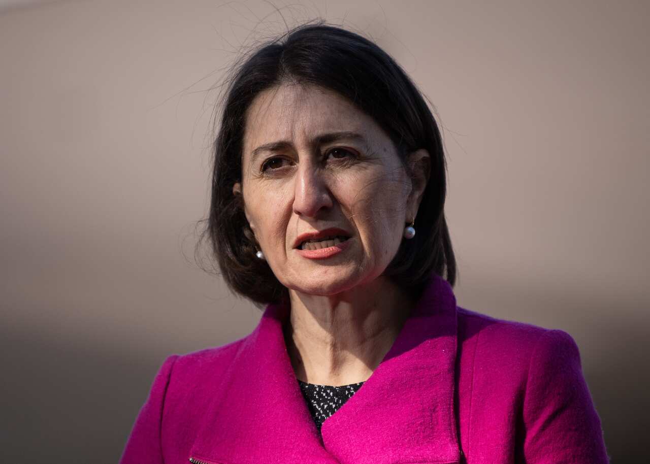 NSW Premier Gladys Berejiklian speaks to the media during a press conference at Ku-ring-gai High School, Sydney, Monday, July 20, 2020. (AAP Image/James Gourley) NO ARCHIVING