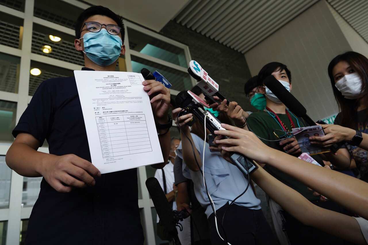 Activist Wong on Monday filed to stand as a candidate in an upcoming legislative election on July 20.