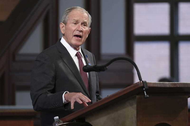George W Bush during the funeral for the late John Lewis at the Ebenezer Baptist Church in Atlanta