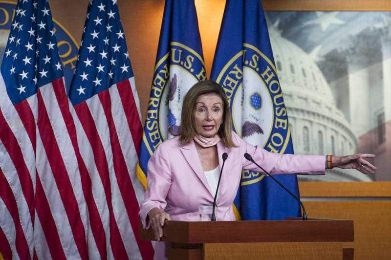 Speaker of the House of Representatives Nancy Pelosi holds a press conference and offers remarks about the stimulus bill