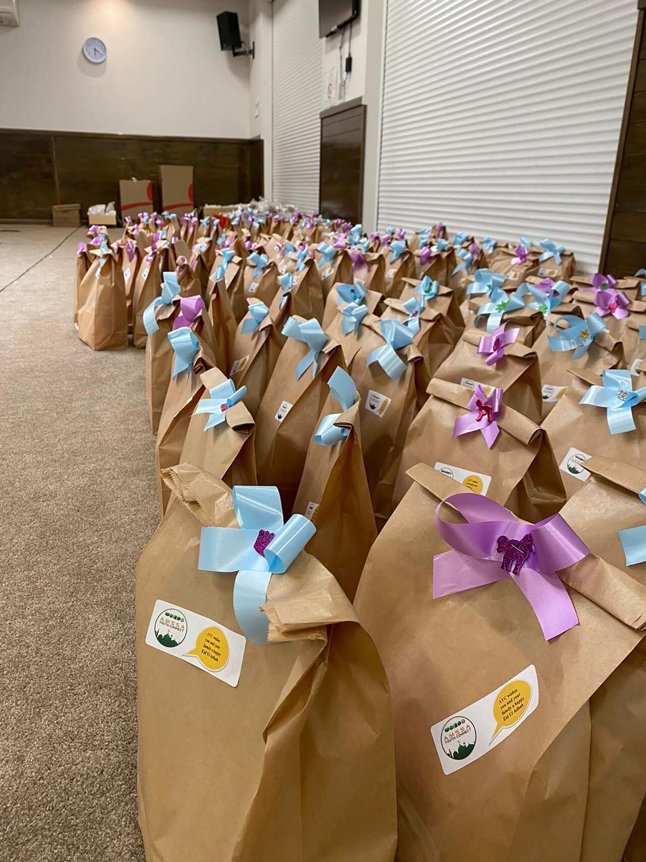 Eid al-Adha gift bags made by youth volunteers for public housing residents across nine Melbourne buildings.
