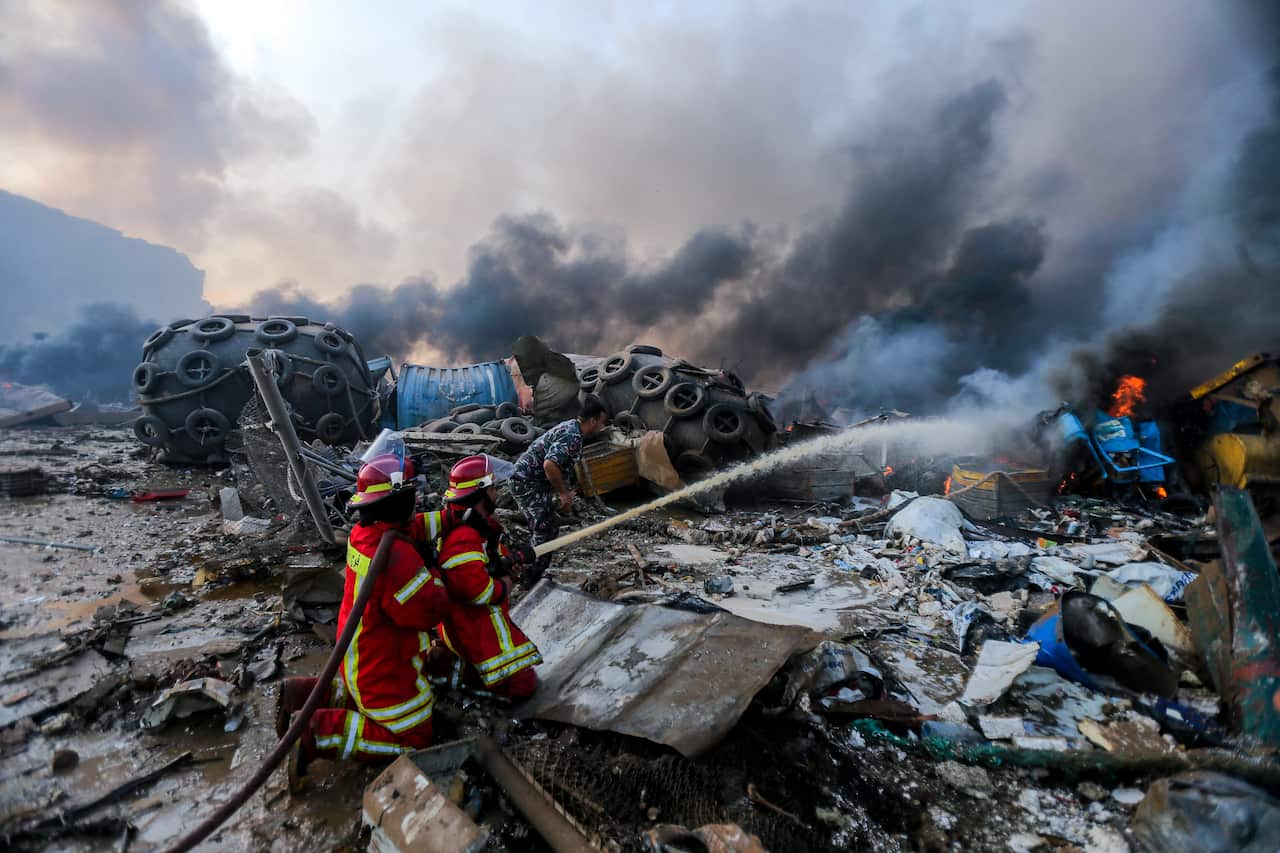 Panic and first rescue services after a huge unknown blast at the Hotel Dieu hospital emergency service in Beirut, Lebanon on August 4, 2020. Photo by Balkis Press/ABACAPRESS.COM.