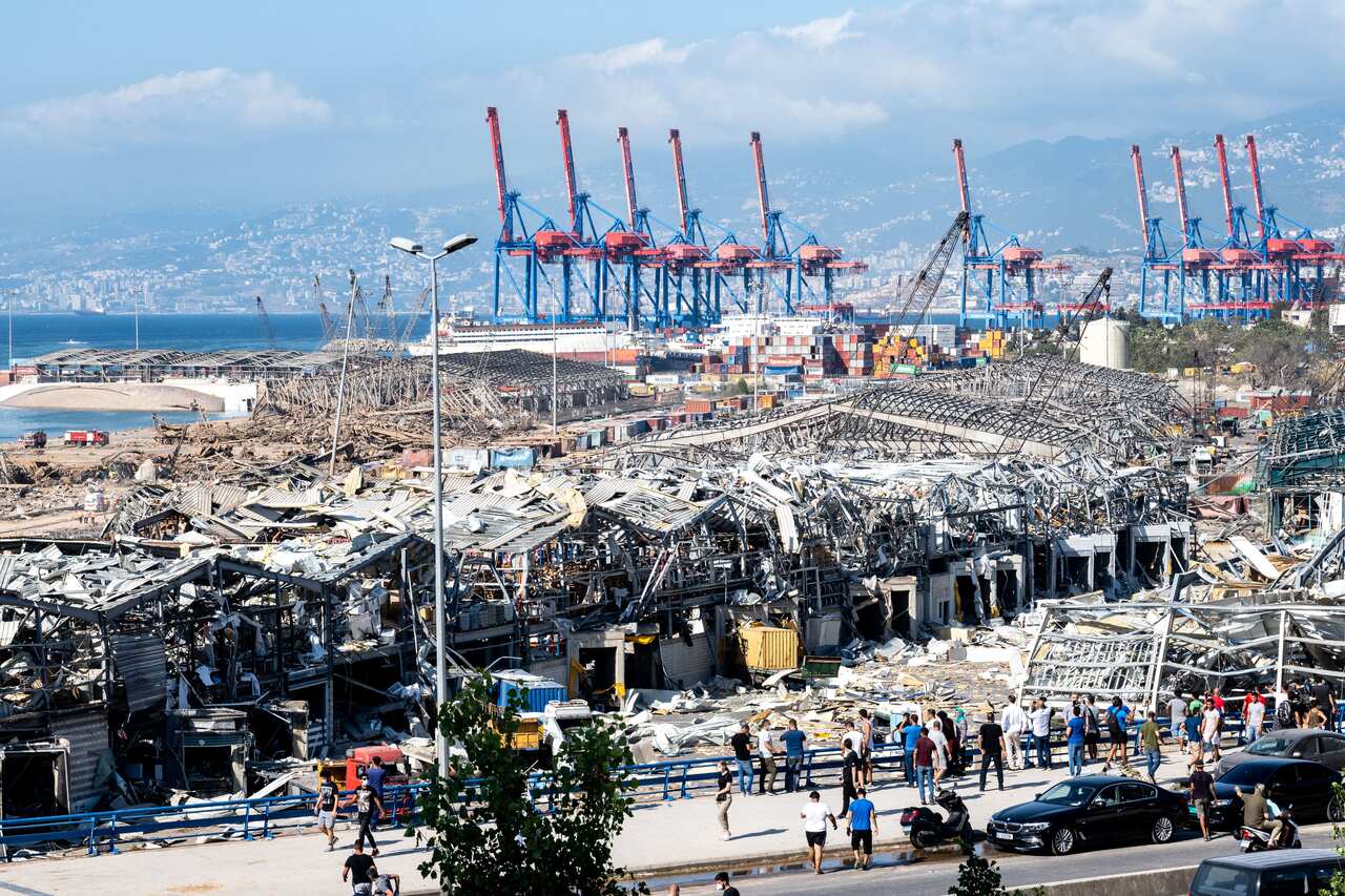 The destruction at the port of Beirut, as seen the day after a huge unknown blast.