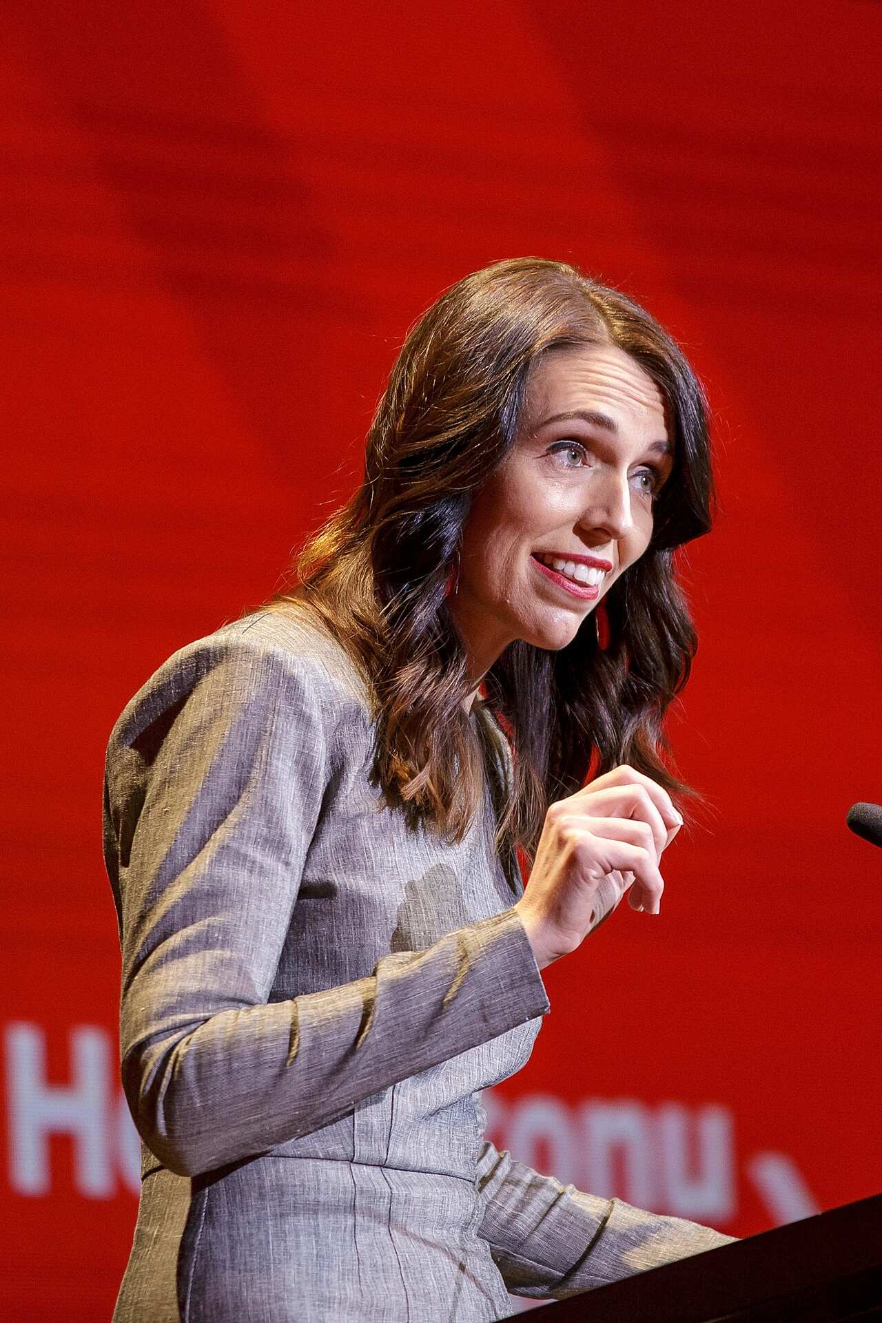 New Zealand Prime Minister Jacinda Ardern speaking at the Labour Party campaign launch in Auckland