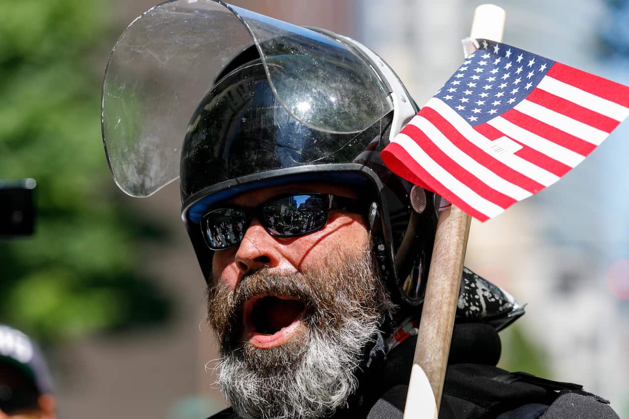 Proud Boy member Alan Swinney formed part of a clash with Black Lives Matter supporters in Portland, Oregon.