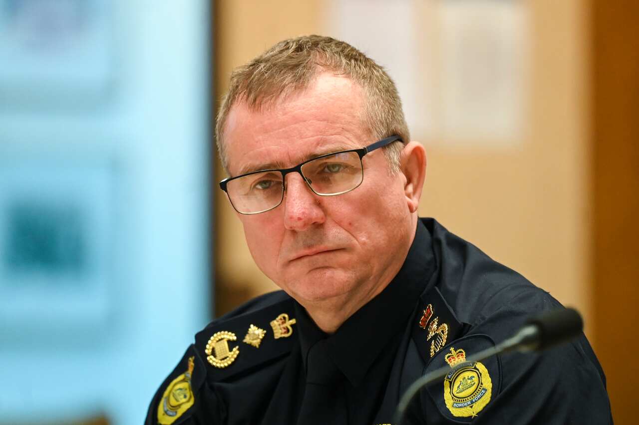 Australian Border Force Commissioner Michael Outram speaks during a Senate inquiry.