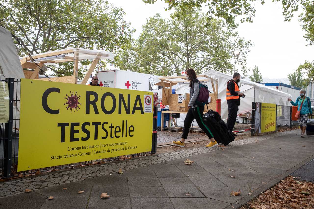 People visit the Corona Test Station at the Central Bus Station Berlin