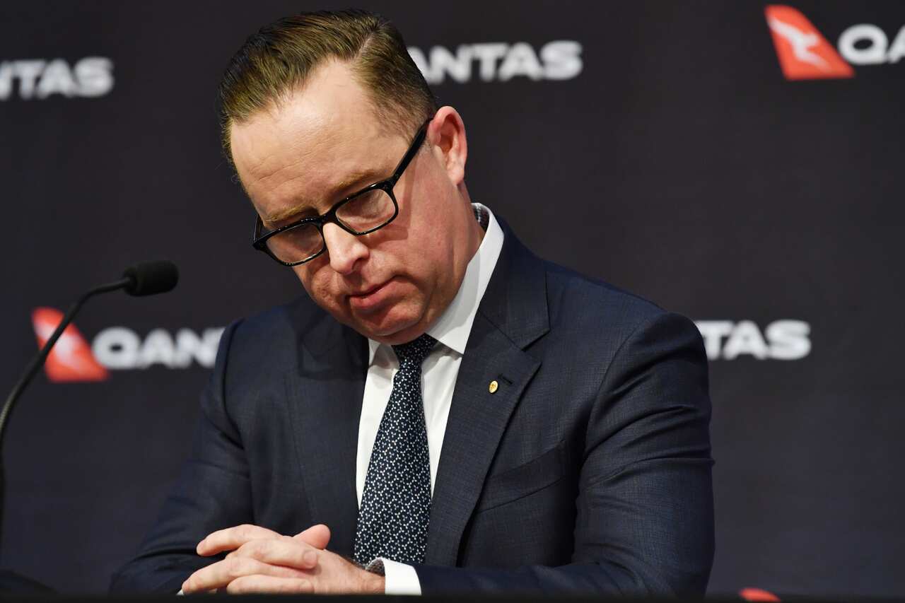 Qantas Group Chief Executive Officer Alan Joyce during a results announcement on Thursday.