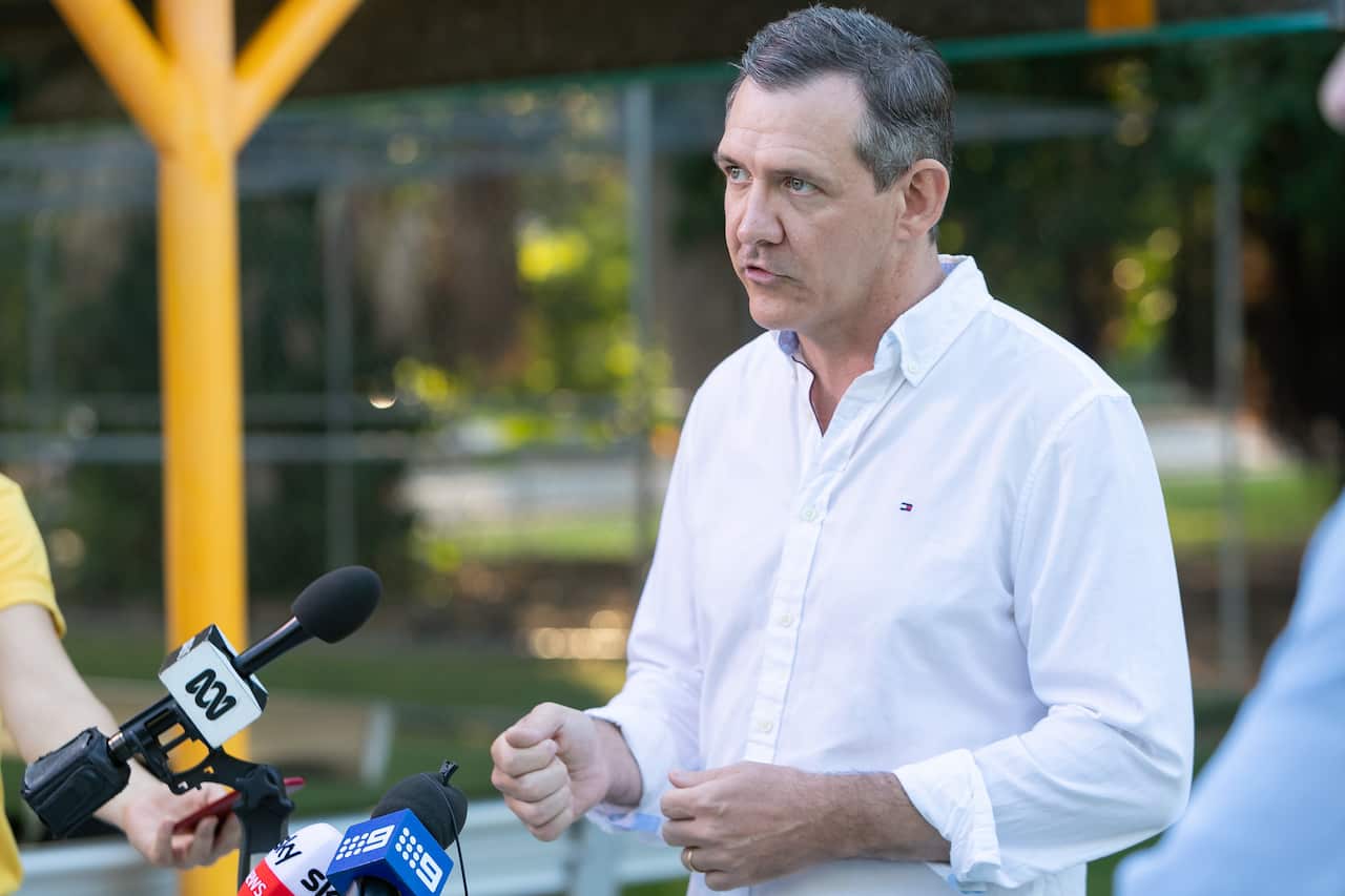 Micheal gunner speaks in Darwin.