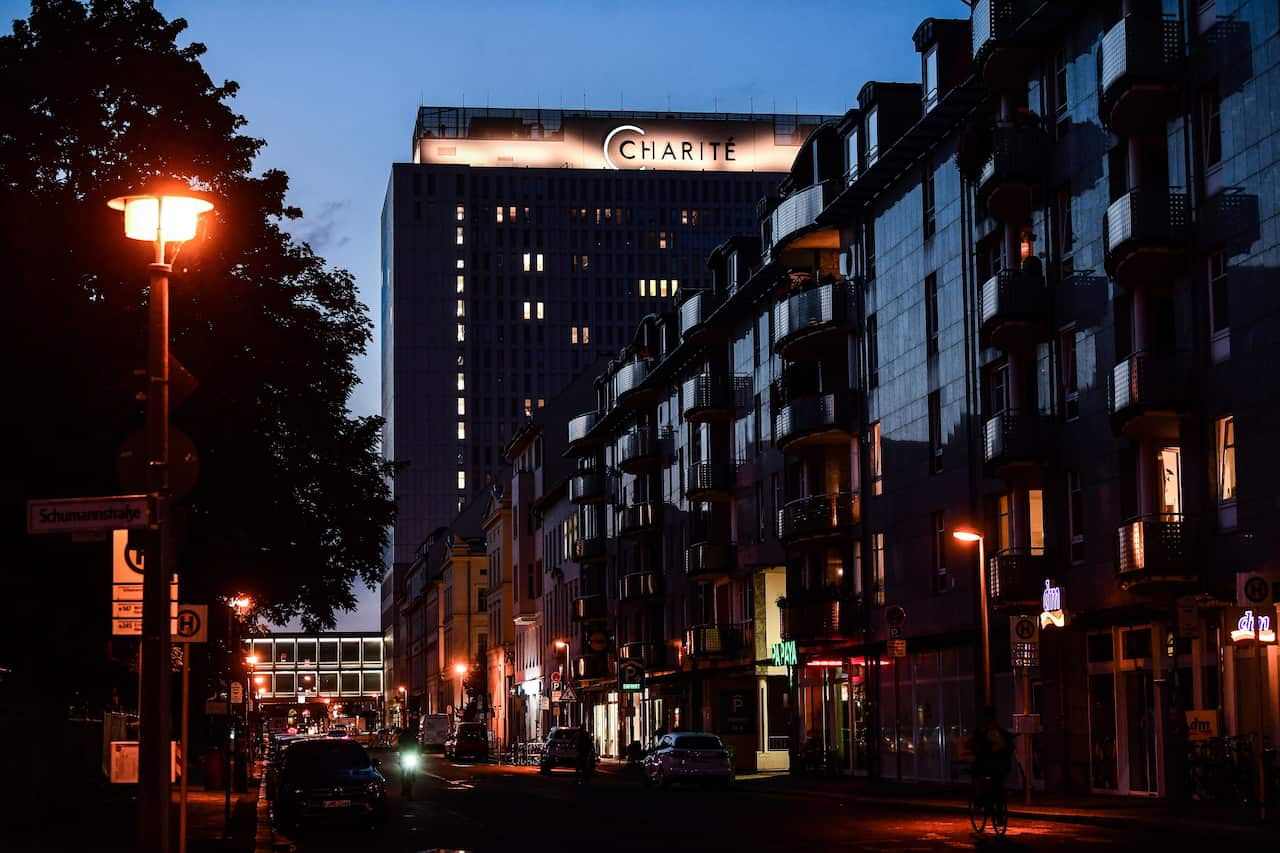 A view of the Charite clinic in Berlin, Germany, where Alexei Navalny is undergoing treatment.
