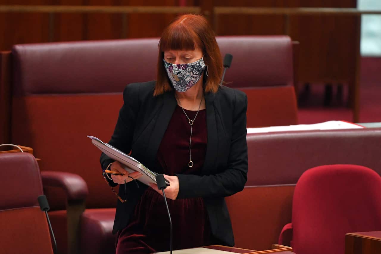 Greens Senator Rachel Siewert during Question Time in the Senate chamber at Parliament House, Thursday, August 27, 2020. (AAP Image/Mick Tsikas) NO ARCHIVING