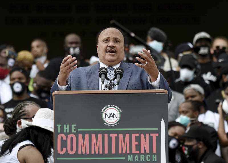 Martin Luther King III speaks during the March on Washington.