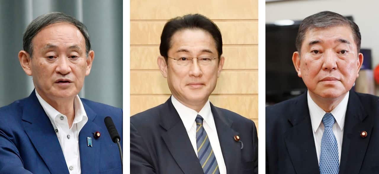 Yoshihide Suga, Fumio Kishida and Shigeru Ishiba have announced their candidacies in the ruling Liberal Democratic Party's leadership election in Japan.