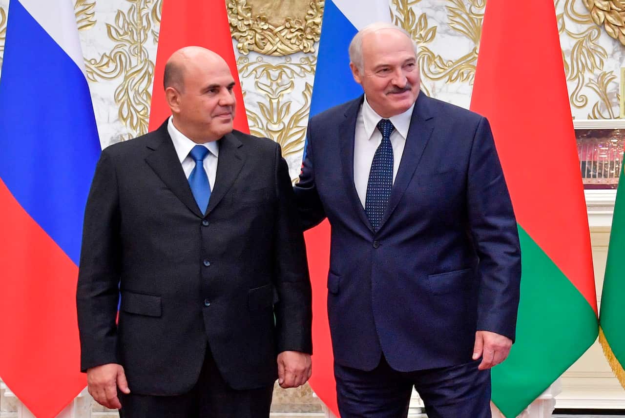 Russian Prime Minister Mikhail Mishustin meets with Belarusian President Alexander Lukashenko.