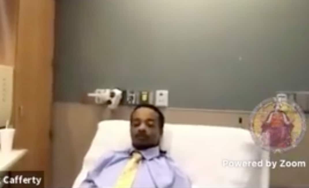 Jacob Blake answers questions during a hearing in Kenosha, Wisconsin.