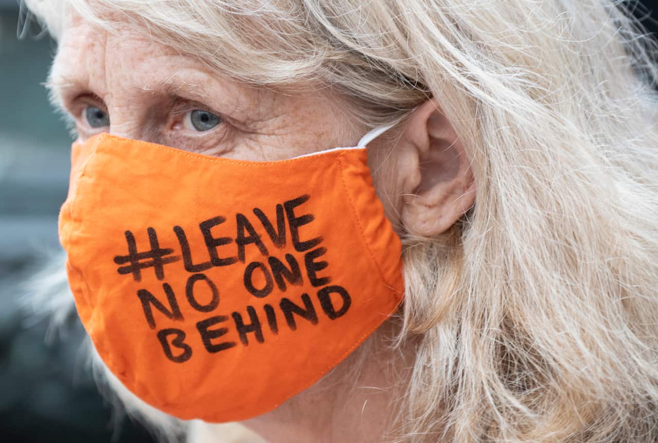 Protestors have rallied against the EU refugee policy, following a devastating fire in the Greek refugee camp Moria.