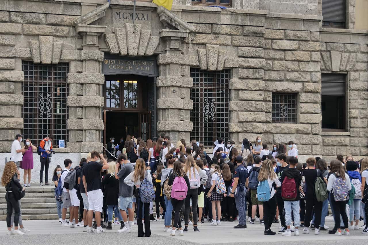 After more than six months, students return to school in Bergamo, Italy.