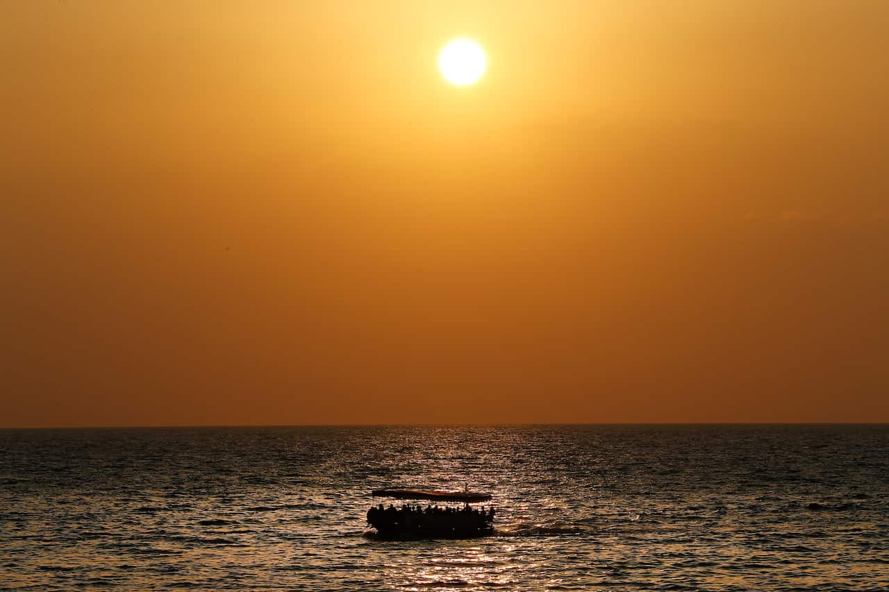 Lebanese migrants off the coast of Tripoli city, north Lebanon, on 17 September. 