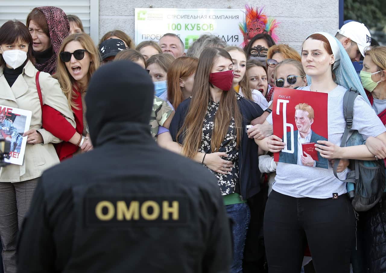 Hundreds of women were bundled away by riot police during the march.
