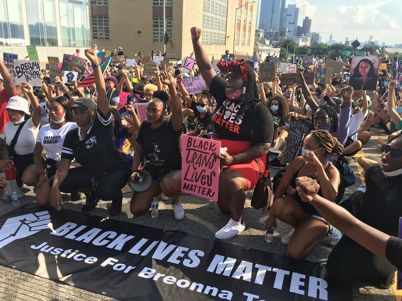 Demonstrators are disappointed by the grand jury's decision over Breonna Taylor's death.