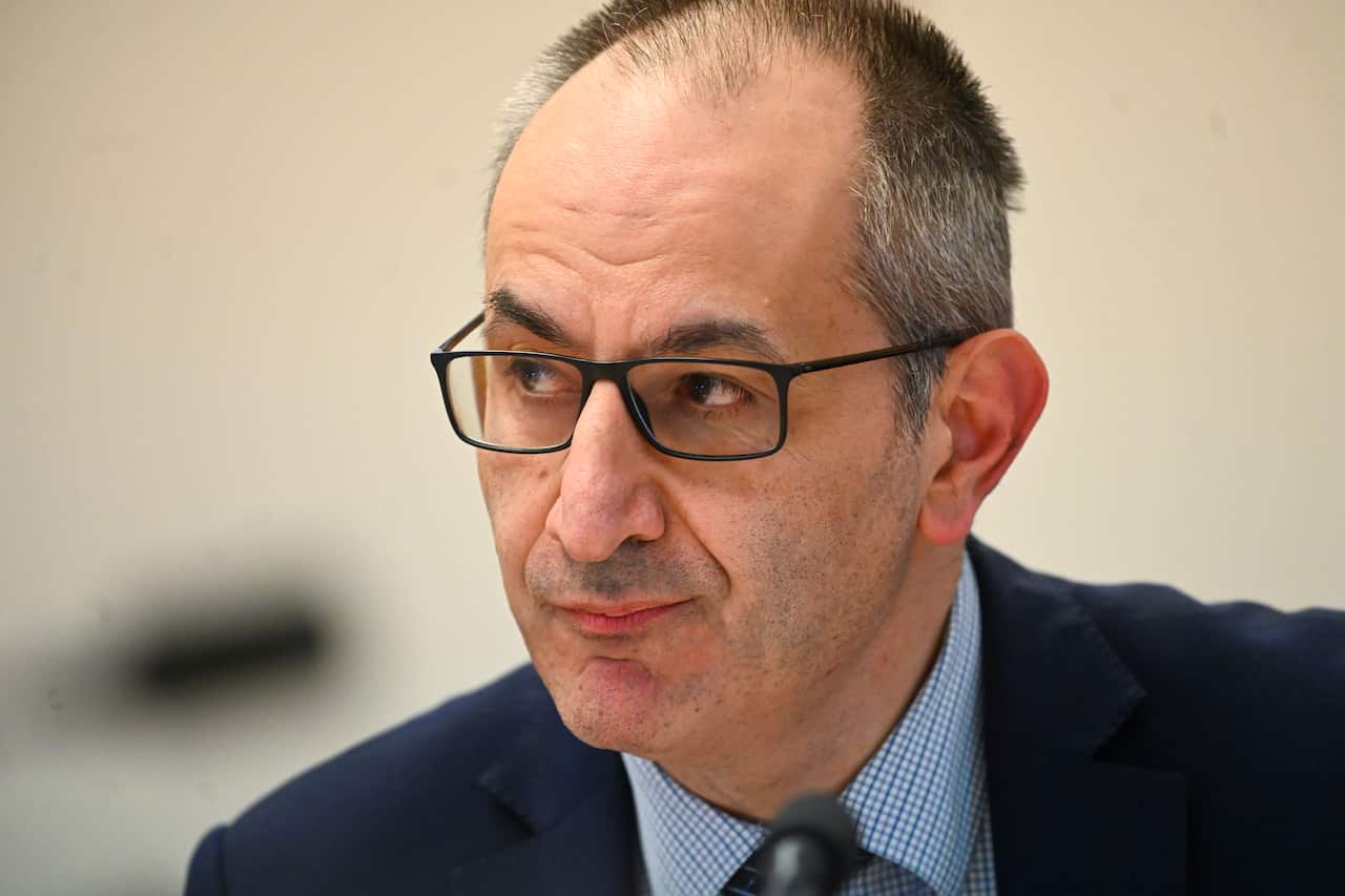 Secretary of the Department of Home Affairs Mike Pezzullo speaks during a Senate inquiry.