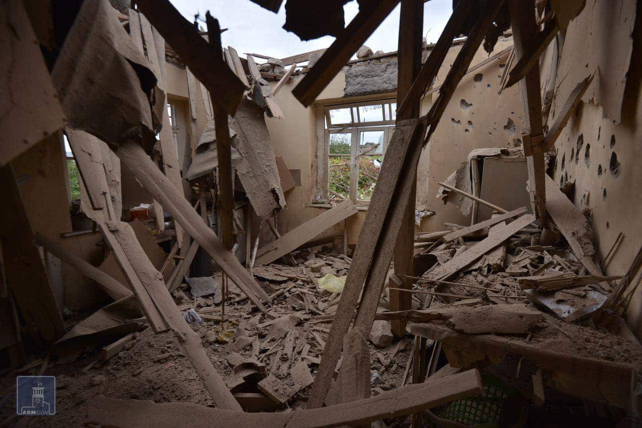 A photo made available by the Armenian Foreign Ministry shows destruction after alleged fights in Nagorno-Karabakh.